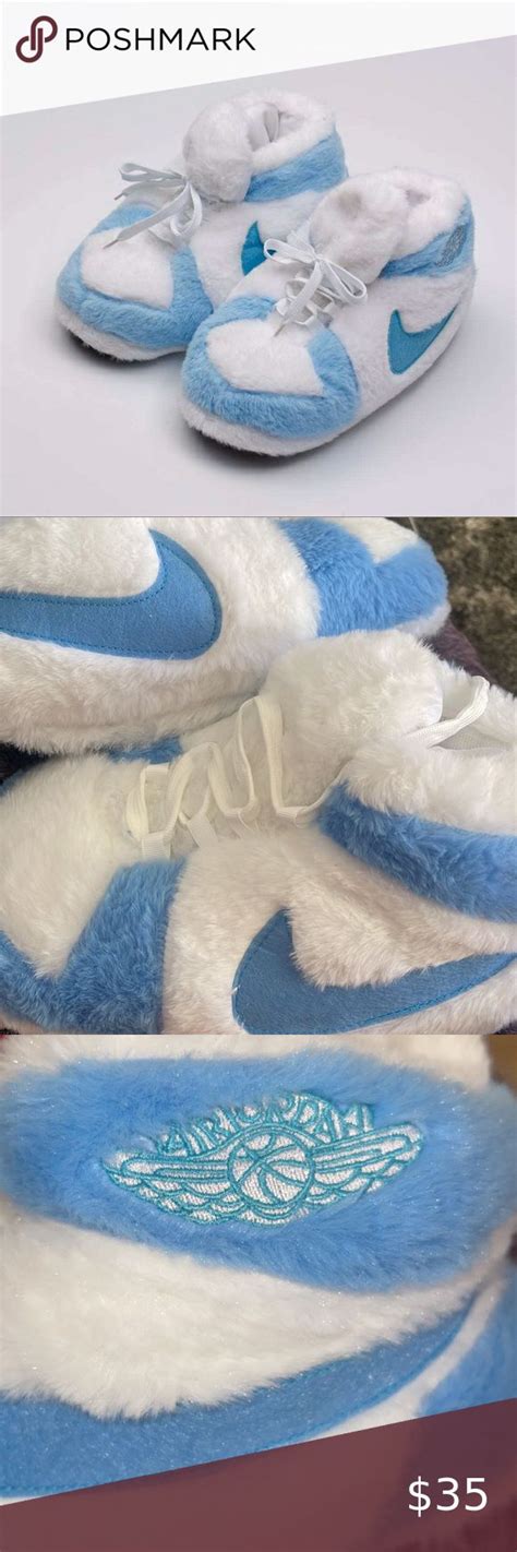 fluffy nike slippers blue.